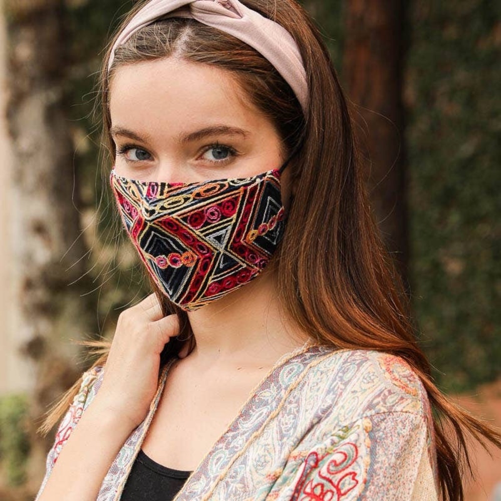 Whimsical Pattern Embroidered Face Mask - Picture 2 of 6